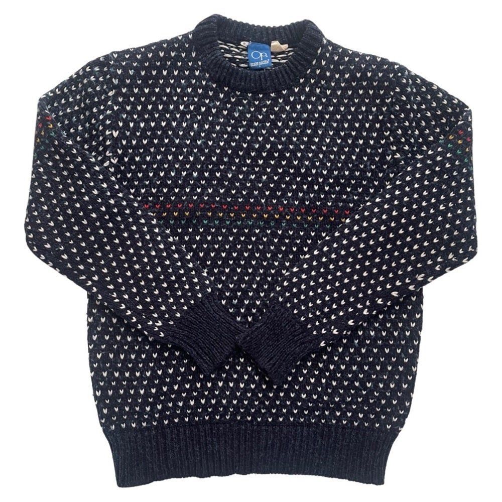 Vintage 80s OP Ocean Pacific Wool Blend Sweater Navy Blue